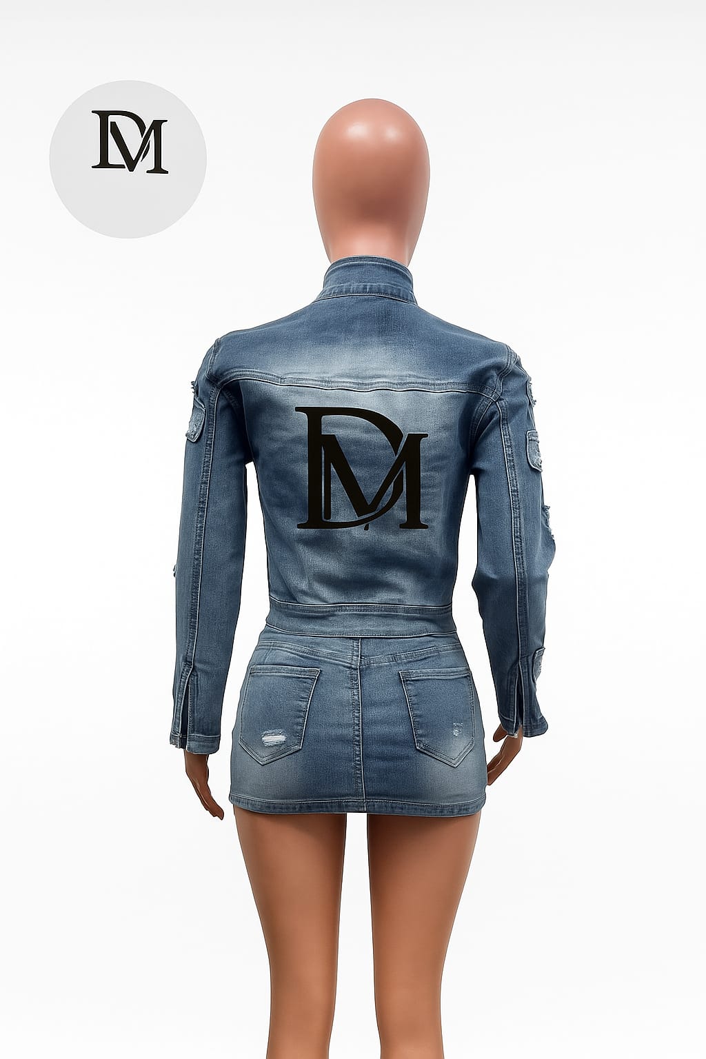 Devondo Mus Jeans Denim Skirt Suit